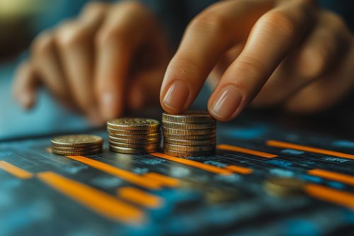 Hand und Münzstapel